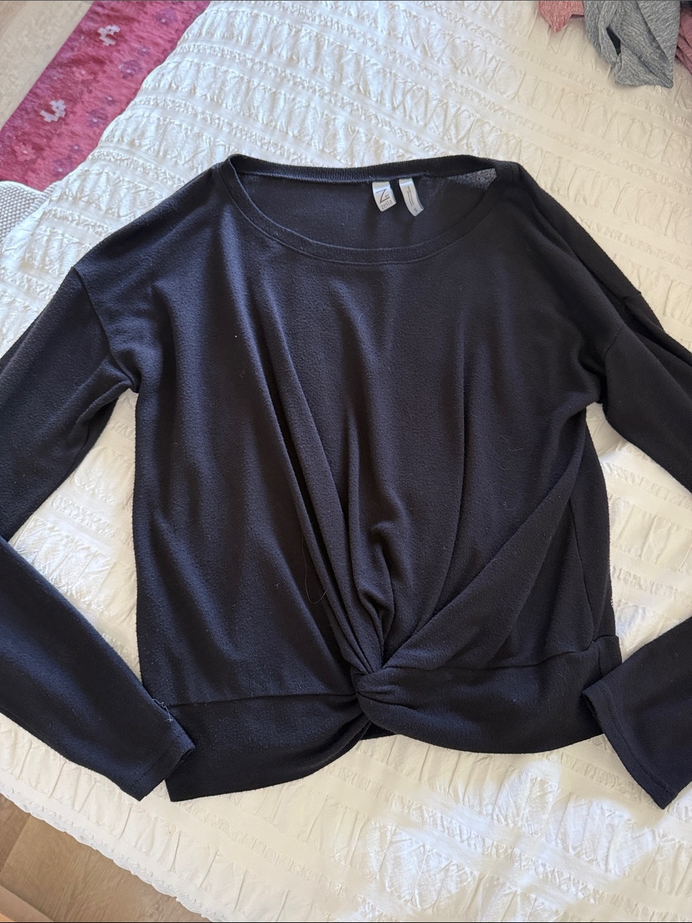 Black Zella Twist Front Long Sleeve Top
